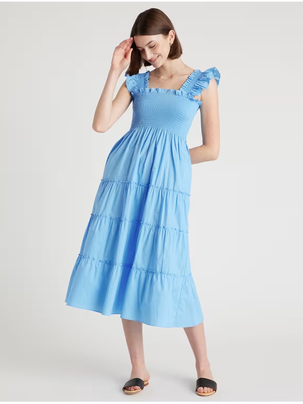 Quince 100% Organic Cotton Poplin Midi Dress In Cornflower Blue Size Small NWT - Picture 14 of 14